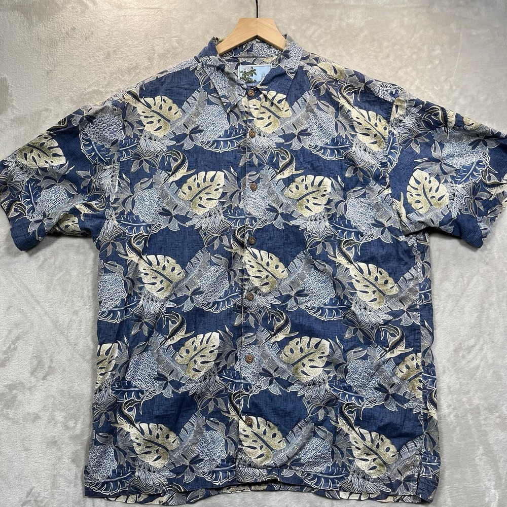 AFTCO Bluewater Shirt‎ Mens XL Hawaiian Button Up Short Sleeve
